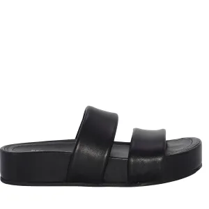 Hallie Black Leather Slide