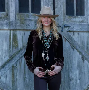 Harlyn Velvet Blouse in Twig by Tasha Polizzi