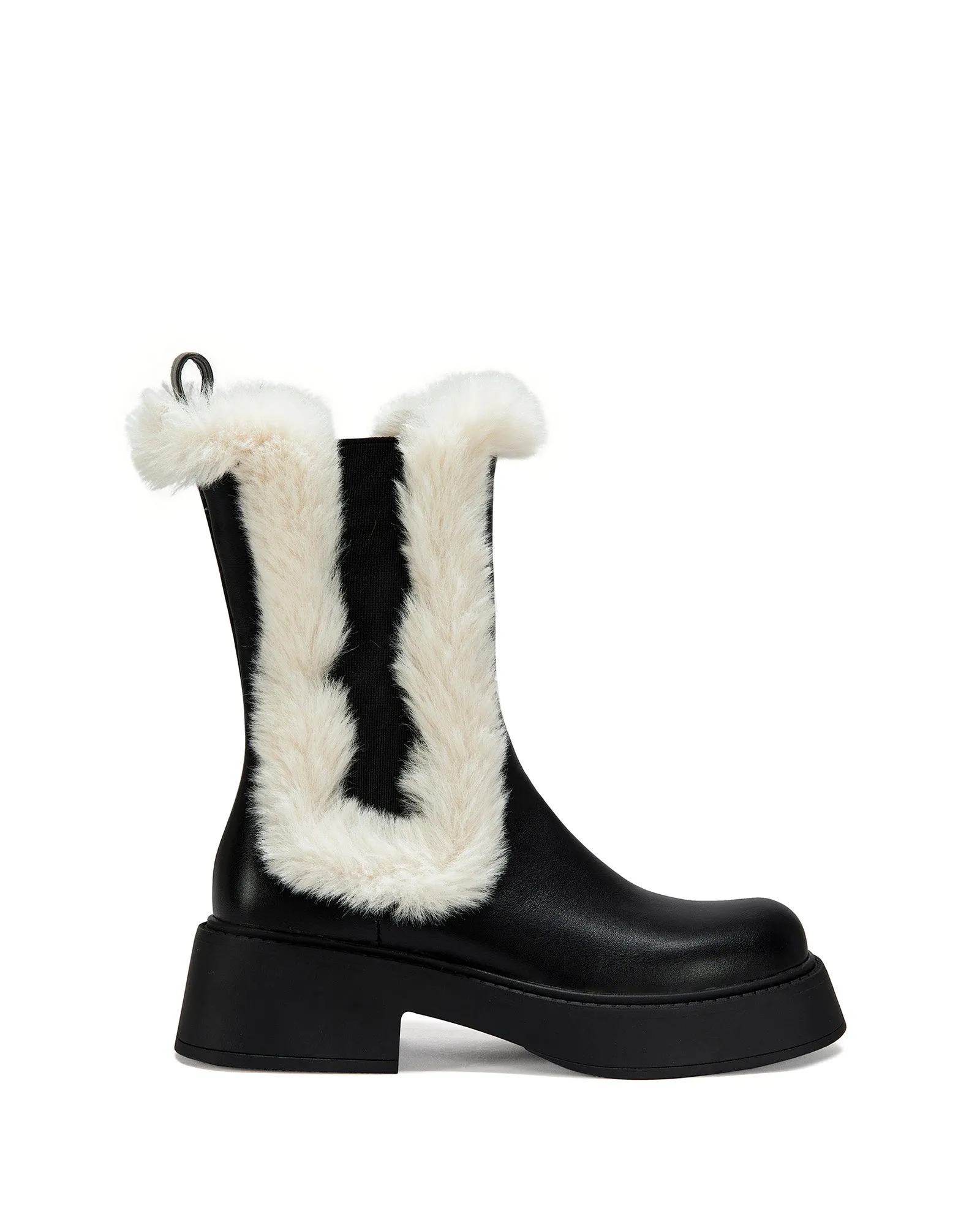 HEARTTHROB-BLACK FLUFFY CHELSEA BOOTIE