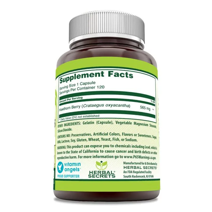 Herbal Secrets Hawthorn Berries | 565 Mg | 120 Capsules