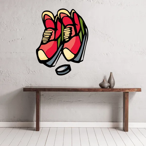 Hockey Skates Player Wall Decal - Vinyl Sticker - Car Sticker - Die Cut Sticker - CDSCOLOR100
