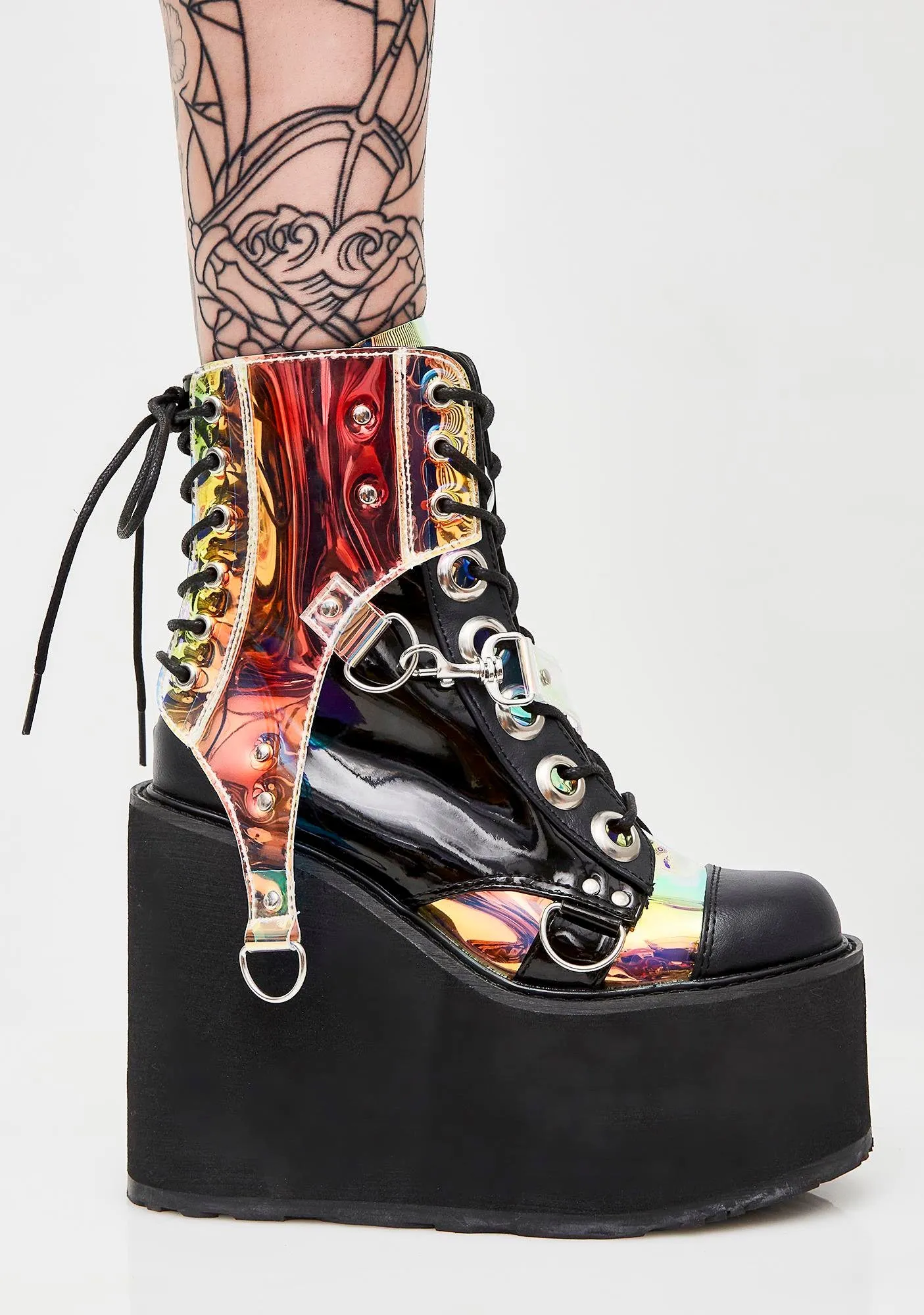 Iridescent Black Boots