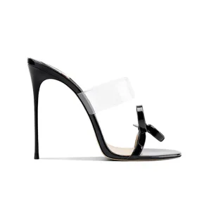 JODIY Bow PVC Mules Sandals - 10cm