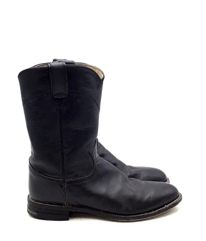 Justin Boots Men's 3133 Black Round Toe Cowboy Western Boots - Size 8.5D