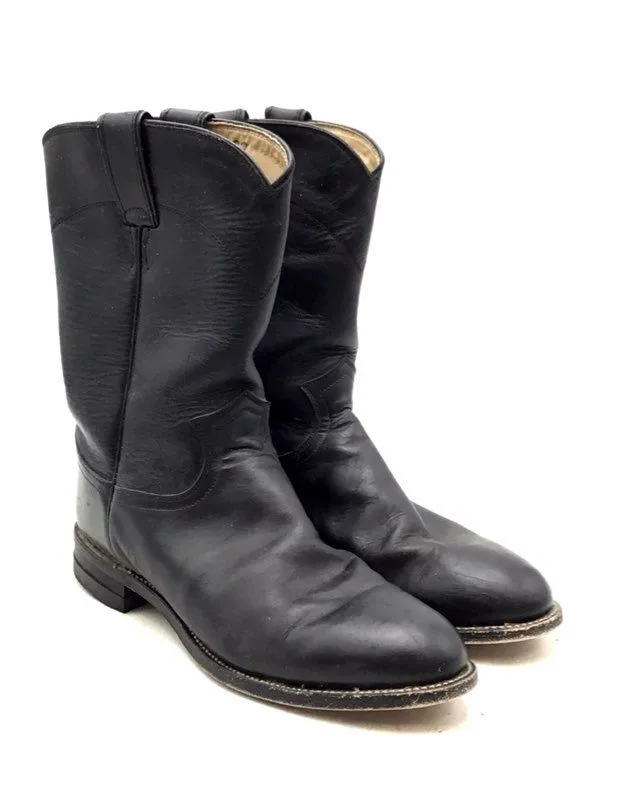 Justin Boots Men's 3133 Black Round Toe Cowboy Western Boots - Size 8.5D