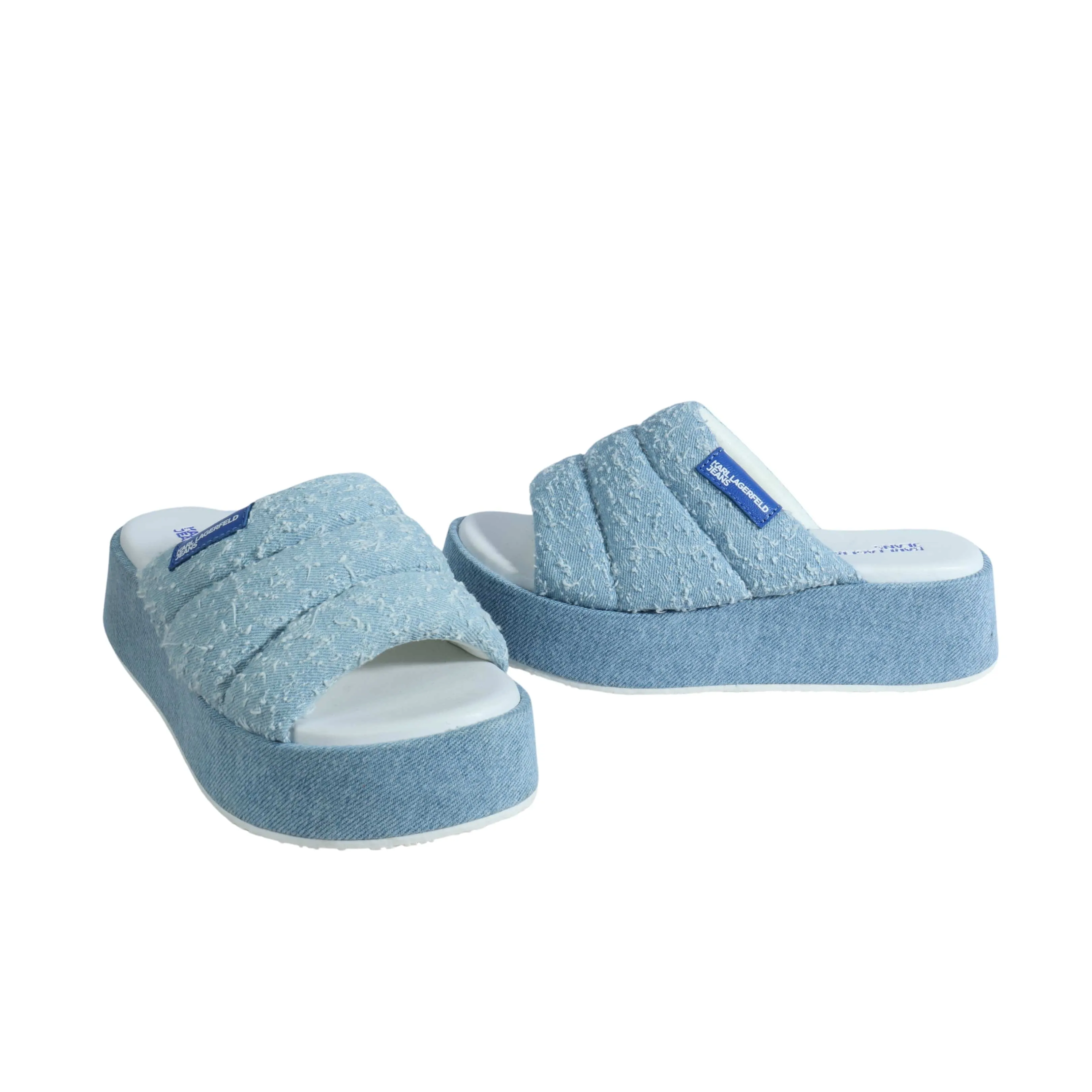 KARL LAGERFELD - Trompe-l'oeil Denim Goatskin Float Slide Slipper