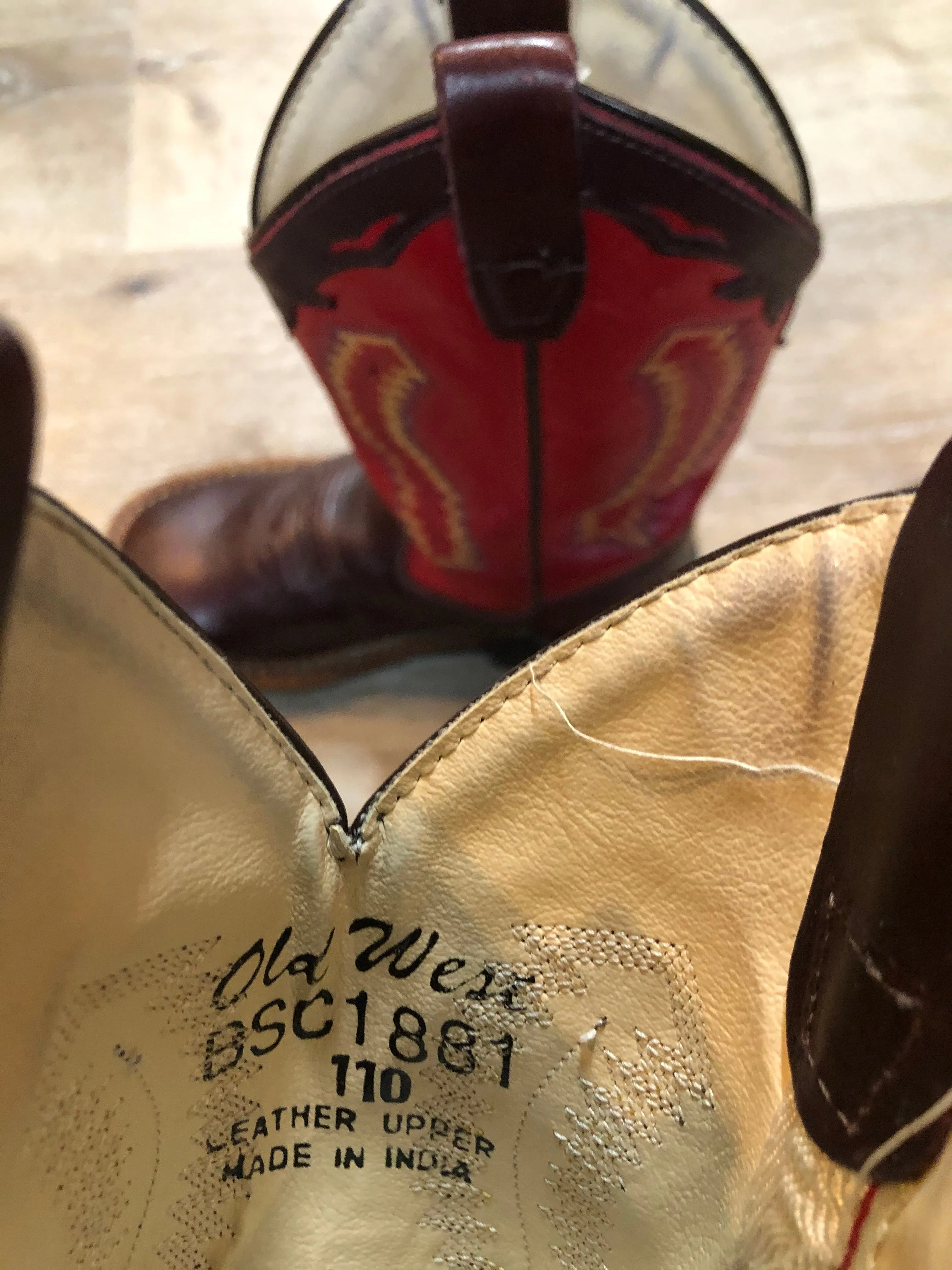 Kids Old West Red and Maroon Cowboy Boots SOLD