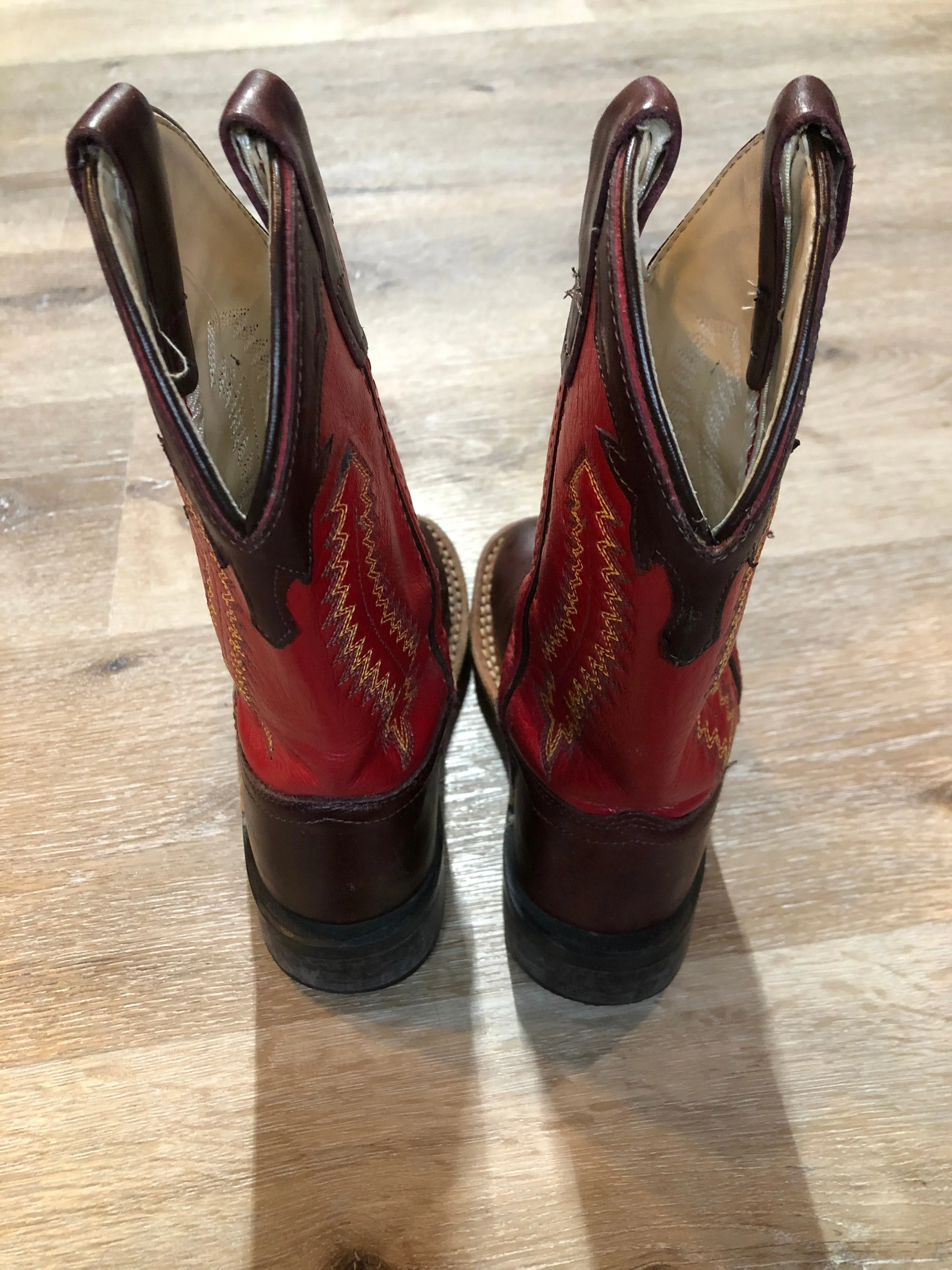 Kids Old West Red and Maroon Cowboy Boots SOLD