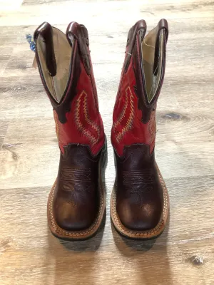 Kids Old West Red and Maroon Cowboy Boots SOLD