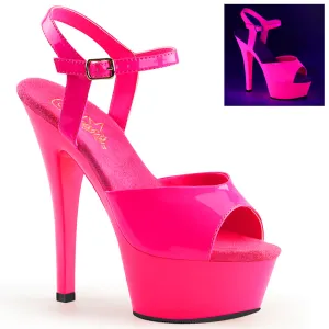 KISS-209UV 6 Inch Heel Neon Pink Glowing Pole Dancing Shoe