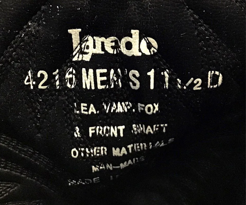 Laredo Men's Black Cowboy Western Boots - Size 11.5D