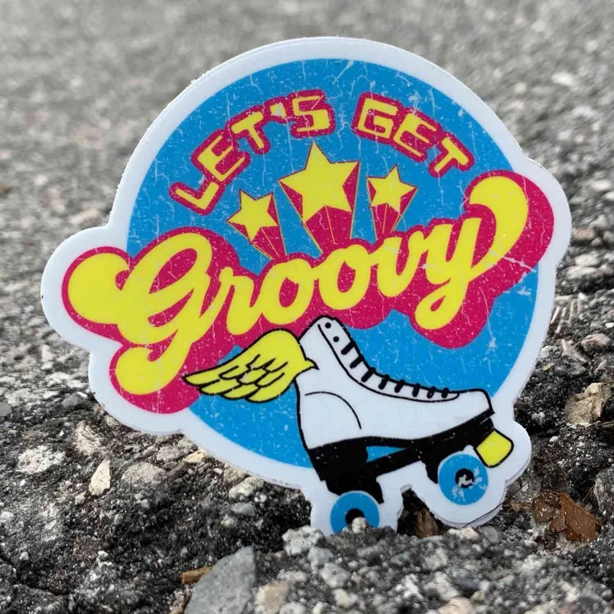 Let's Get Groovy Roller Skate - Premium Stickers, Magnets - Vintage Retro Roller Rink, Roller Derby