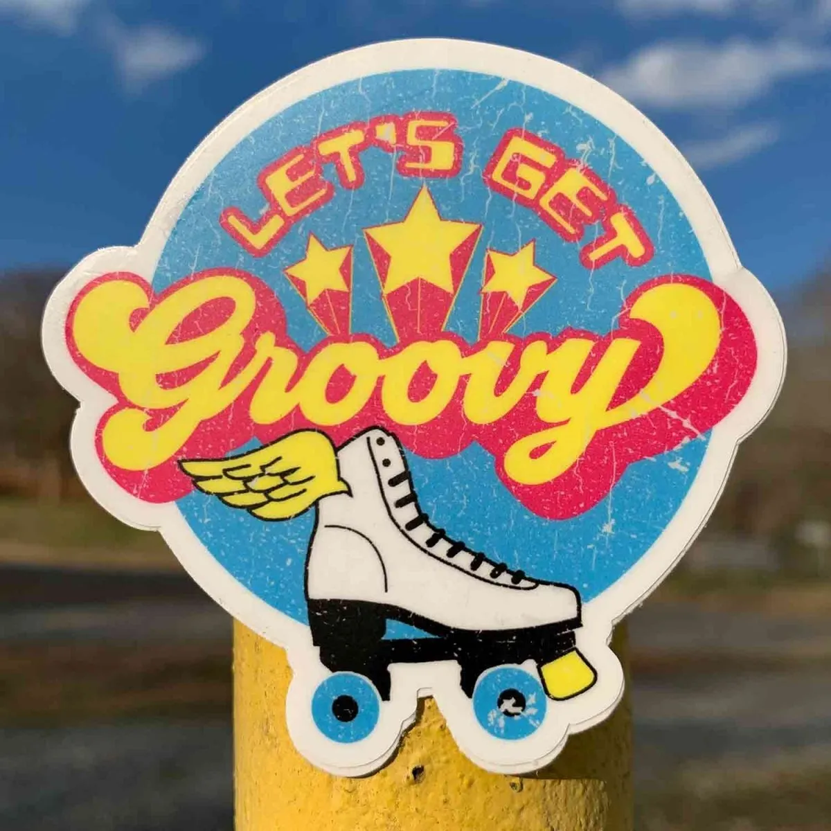 Let's Get Groovy Roller Skate - Premium Stickers, Magnets - Vintage Retro Roller Rink, Roller Derby
