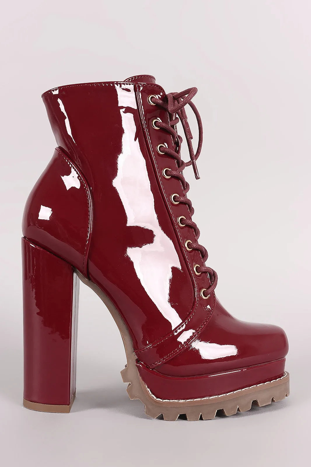 Liliana Lug Sole Lace Up Chunky Heeled Platform Ankle Boots