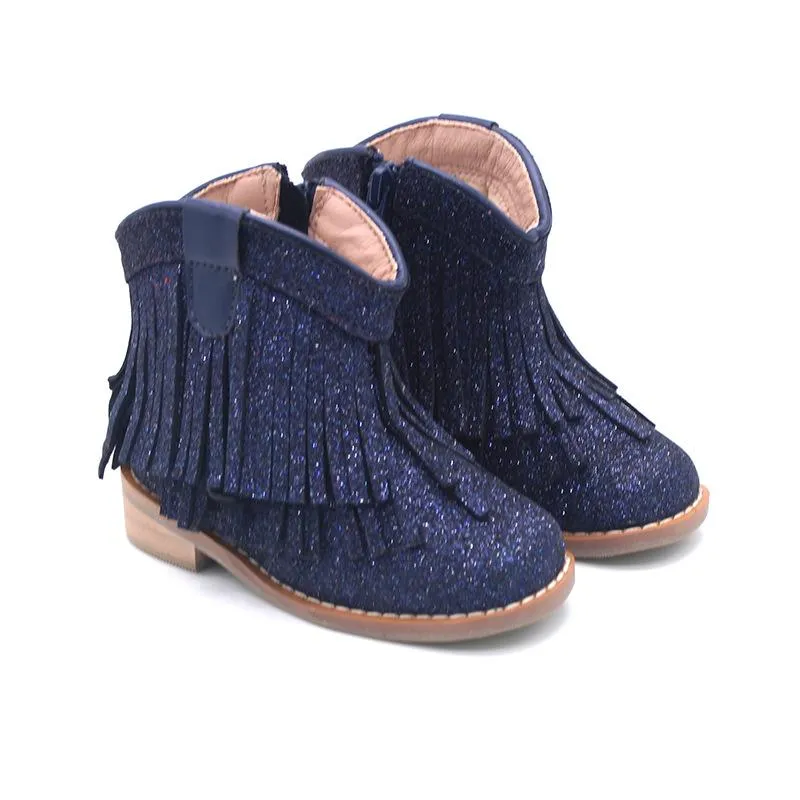 Little Children's Retro Tassel Denim Boots