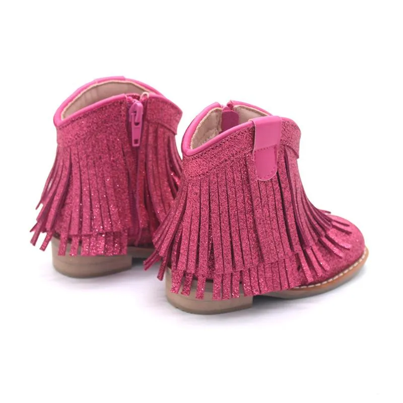 Little Children's Retro Tassel Denim Boots