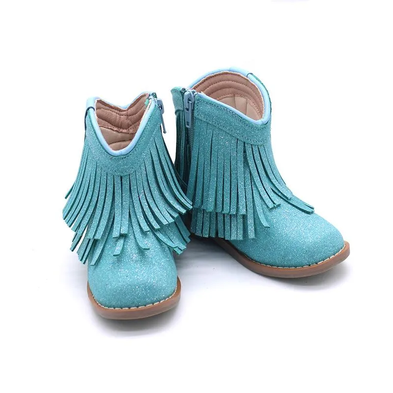 Little Children's Retro Tassel Denim Boots