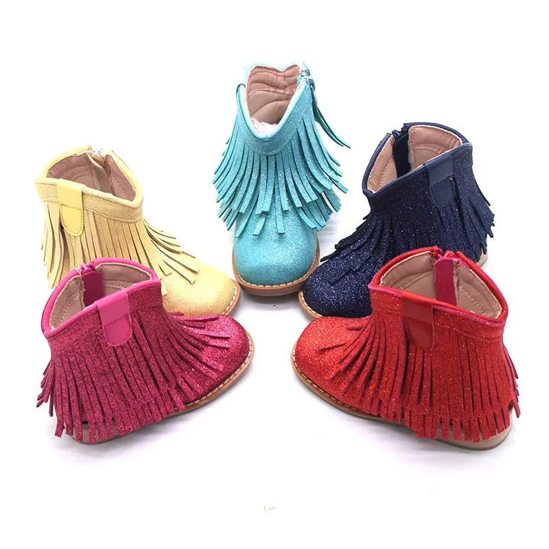 Little Children's Retro Tassel Denim Boots
