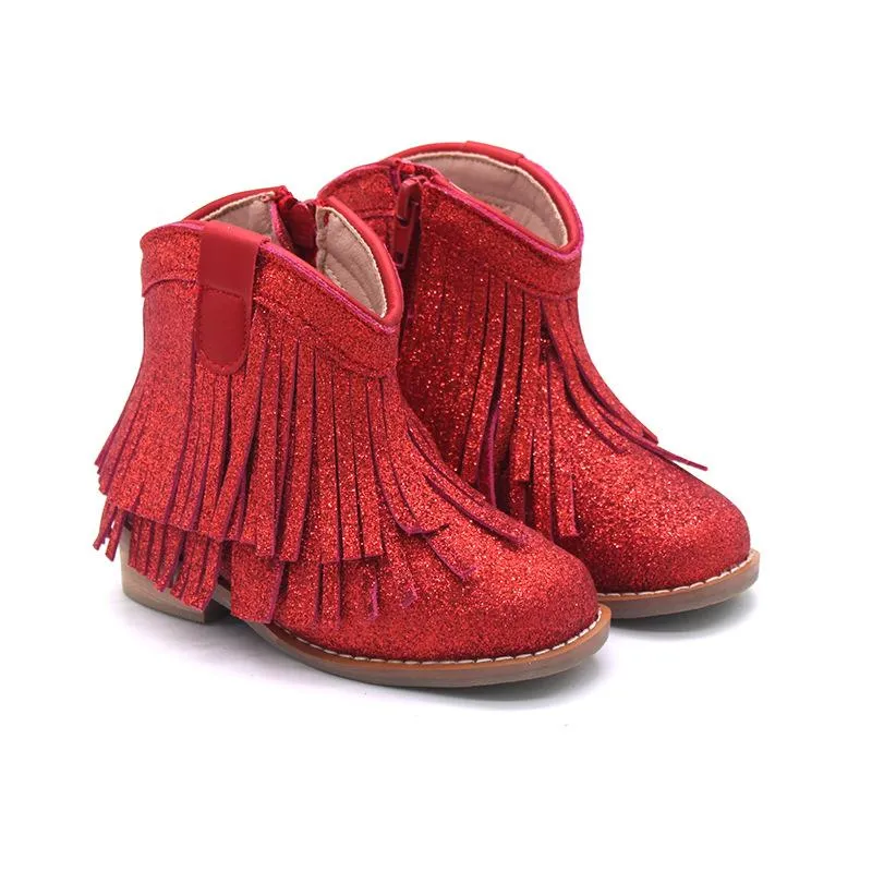 Little Children's Retro Tassel Denim Boots