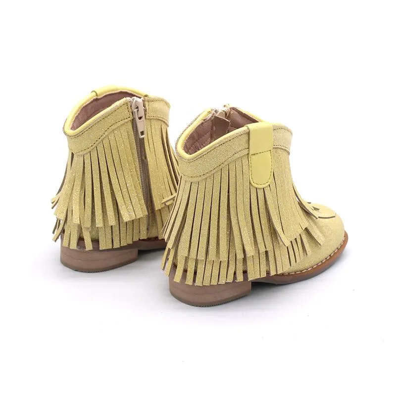 Little Children's Retro Tassel Denim Boots