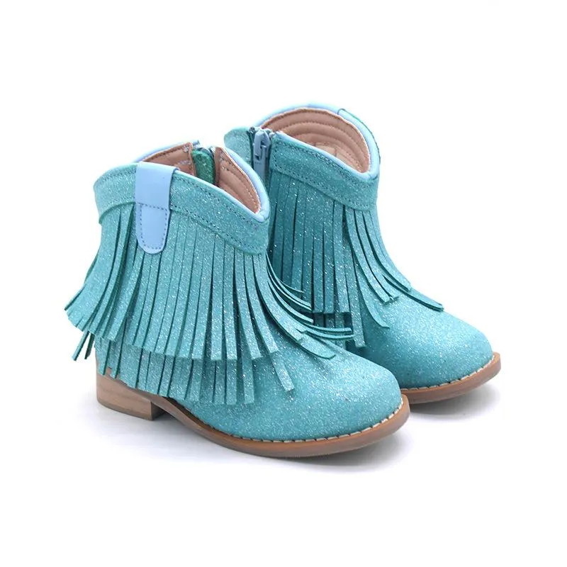 Little Children's Retro Tassel Denim Boots