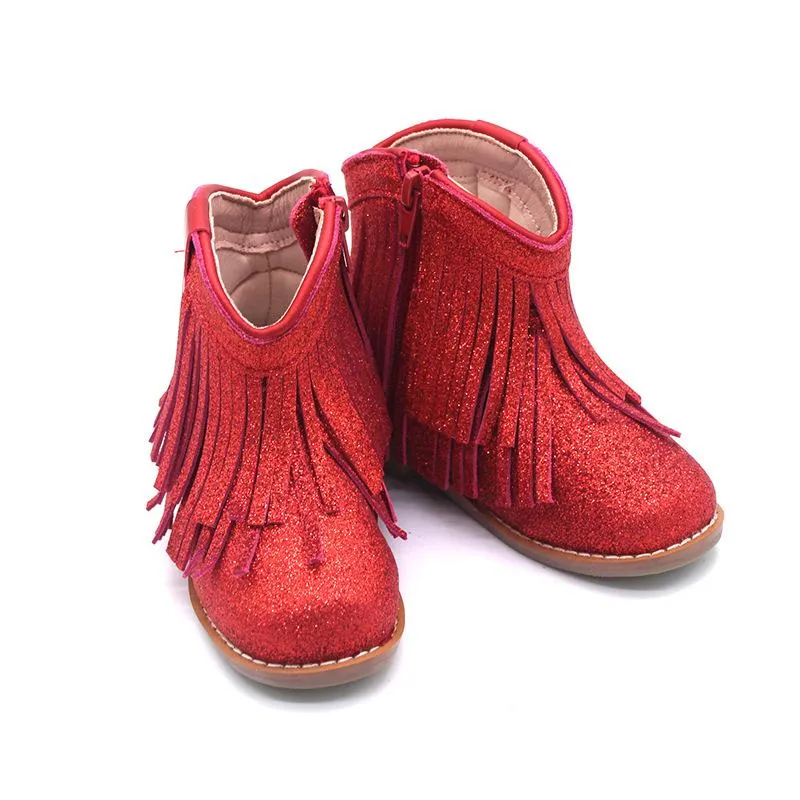 Little Children's Retro Tassel Denim Boots