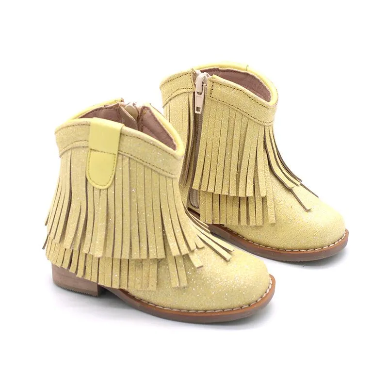 Little Children's Retro Tassel Denim Boots