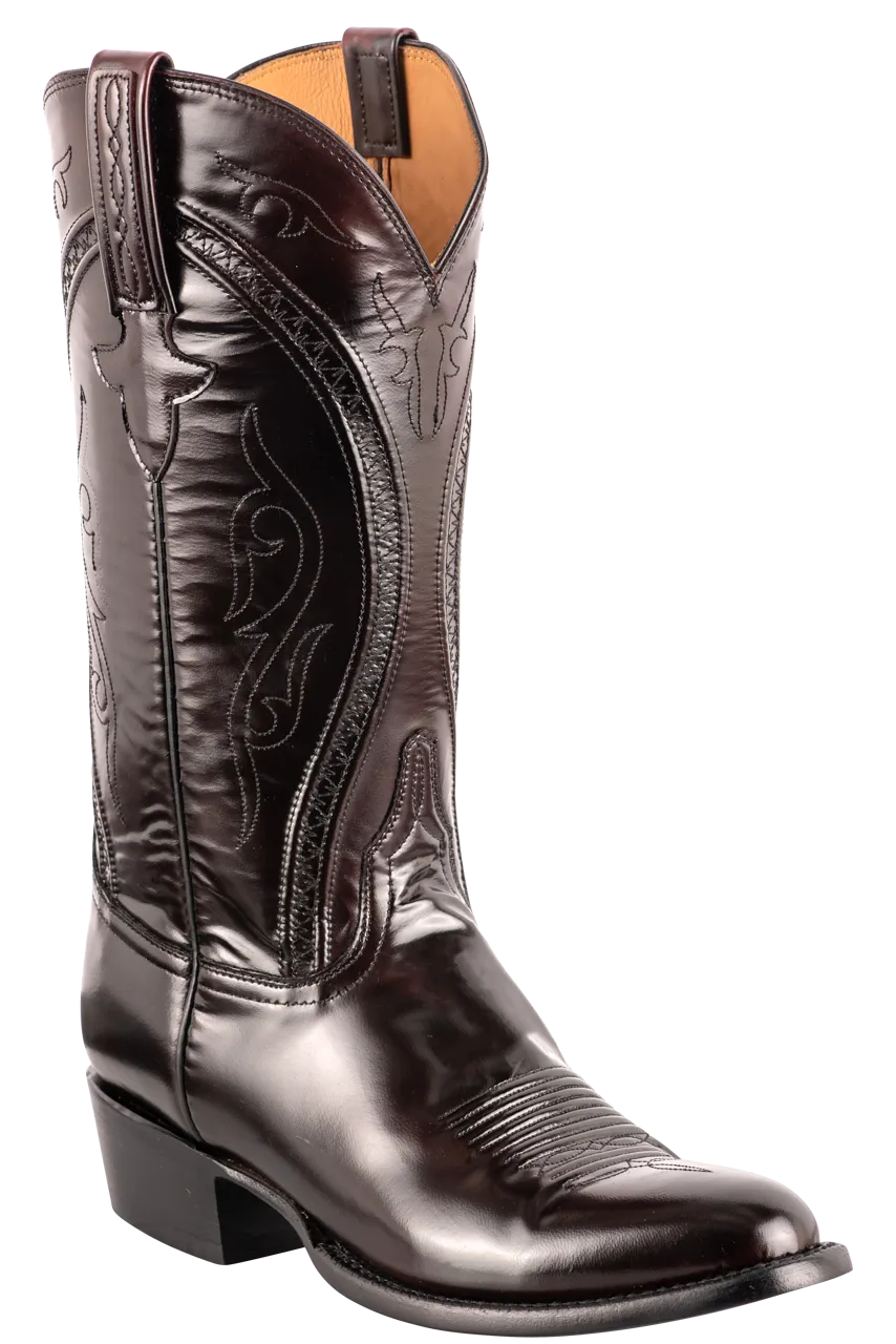 Lucchese Gavin Goat Cowboy Boots - Black Cherry