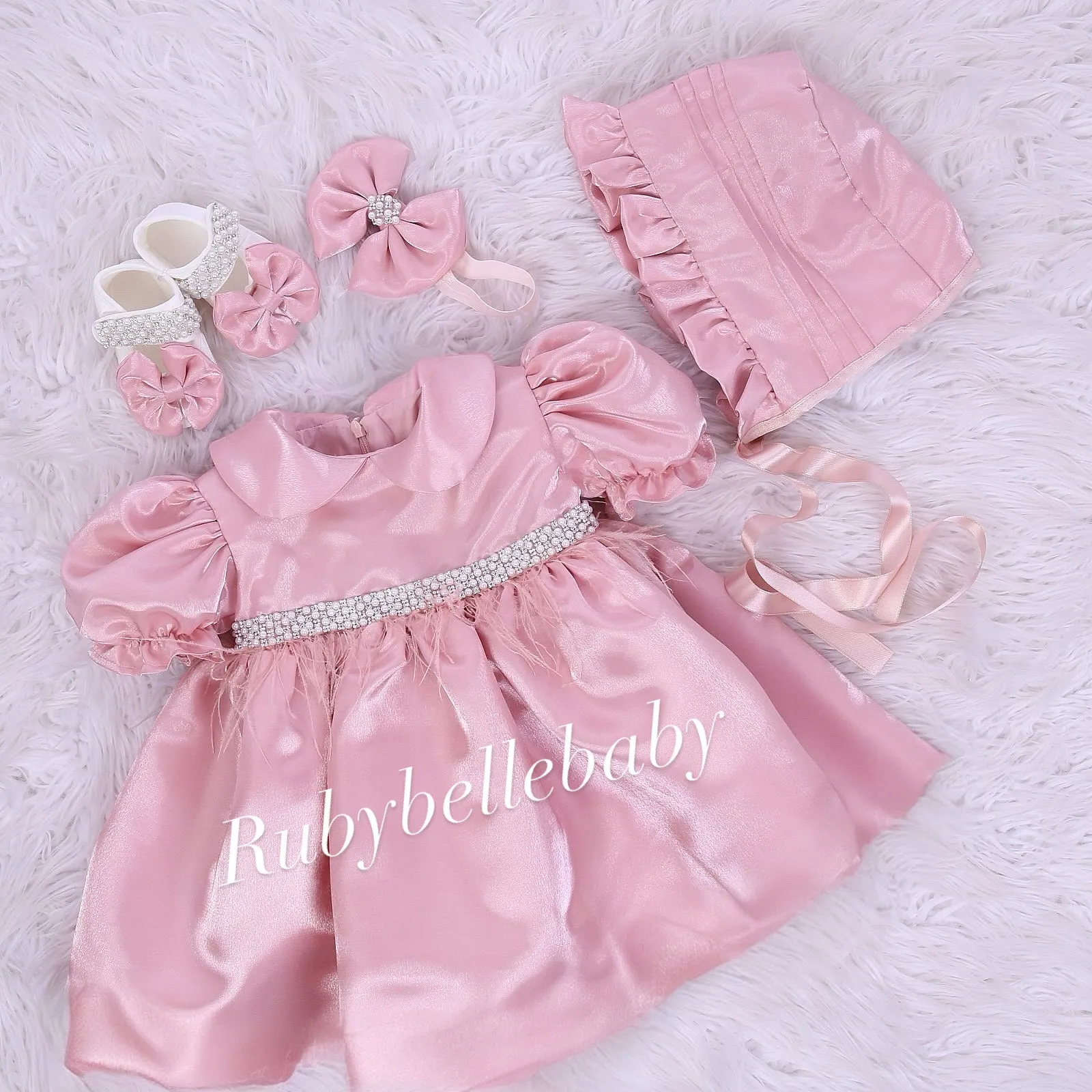 Maya Beaded Waist Baby Girl Short Sleeves Dress - More Colors