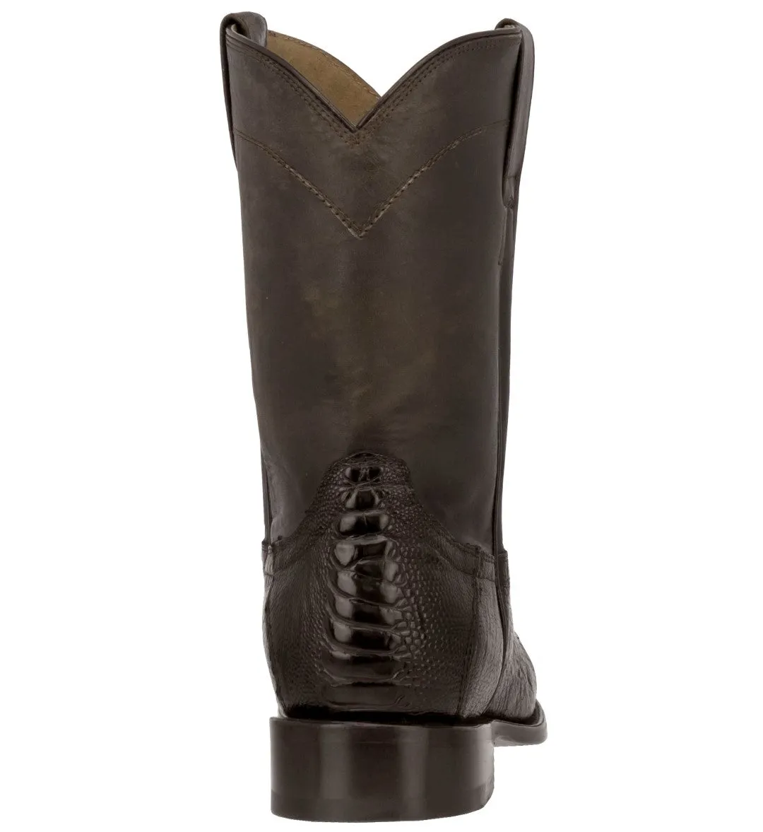 Mens Brown Western Cowboy Dress Boots Ostrich Foot Skin Leather Roper Toe