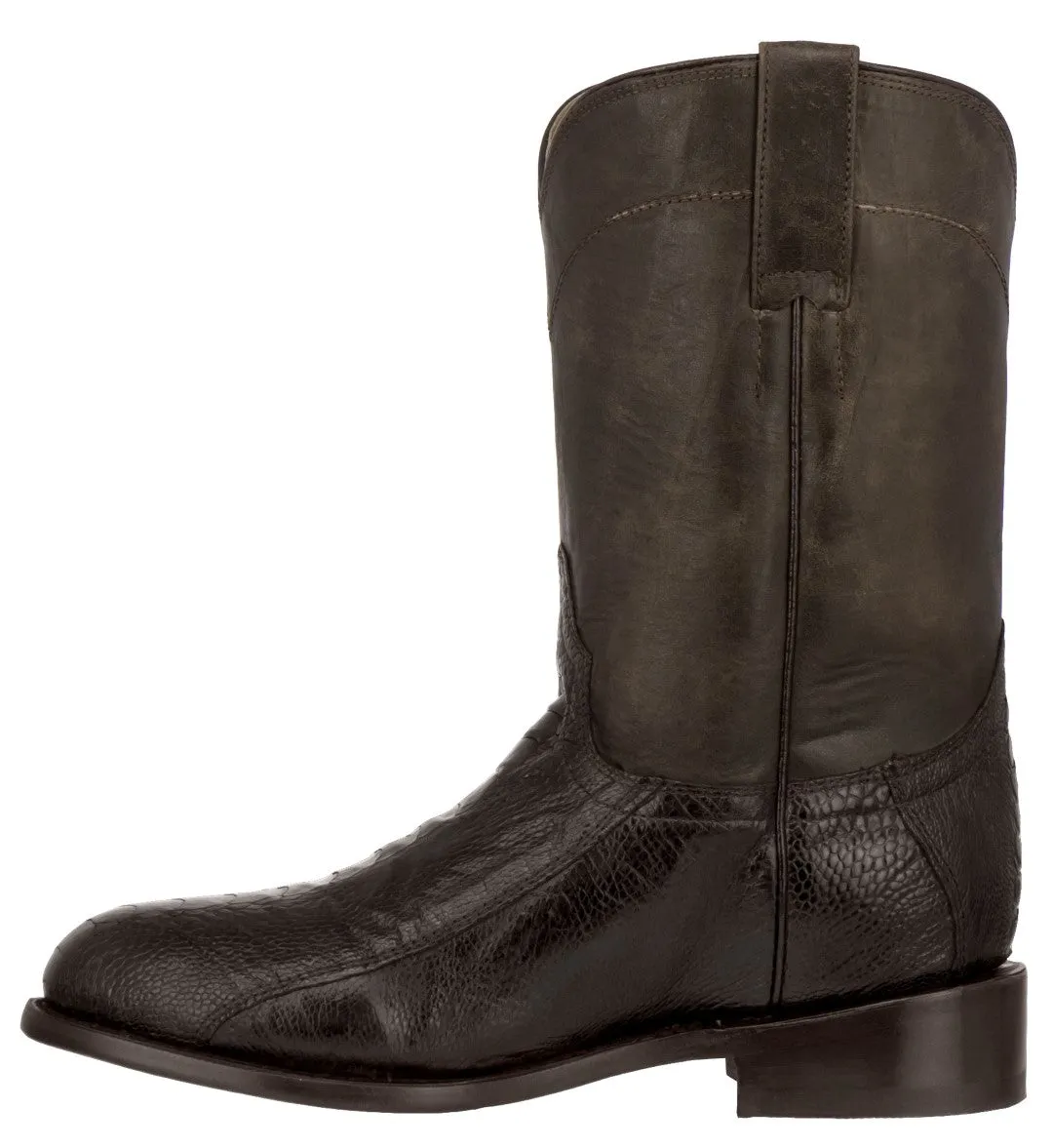 Mens Brown Western Cowboy Dress Boots Ostrich Foot Skin Leather Roper Toe