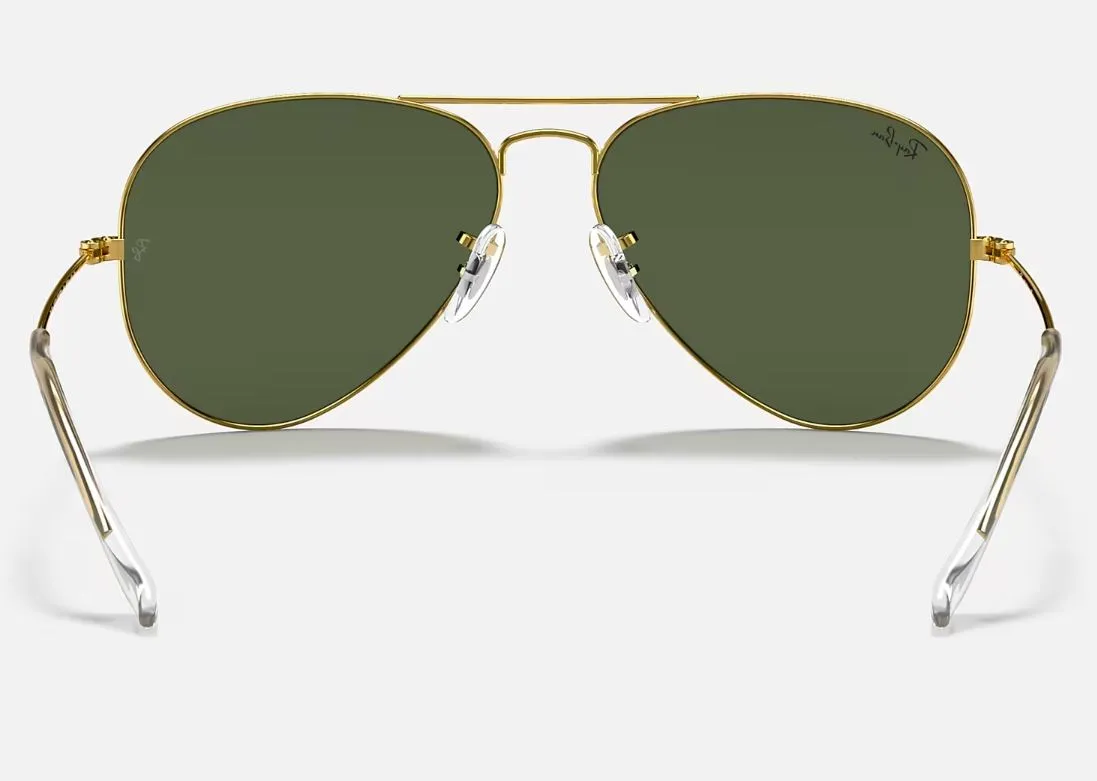 Mens Ray Ban Sunglasses Rb3025 Aviator Classic Polished Gold/ Green Sunnies