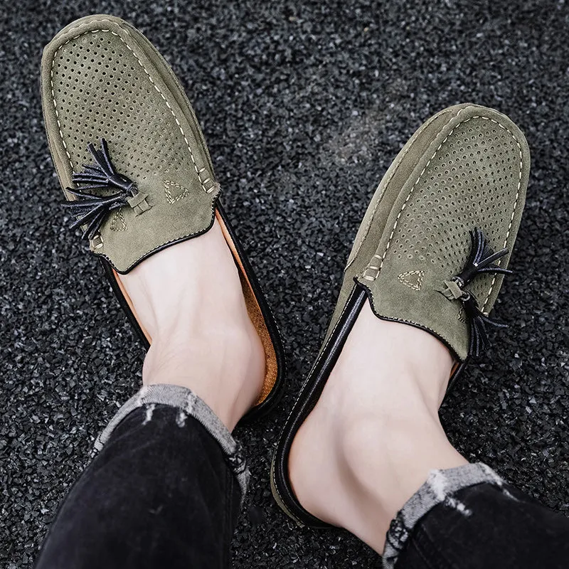 Men's Tassel Perforated Driving Clogs