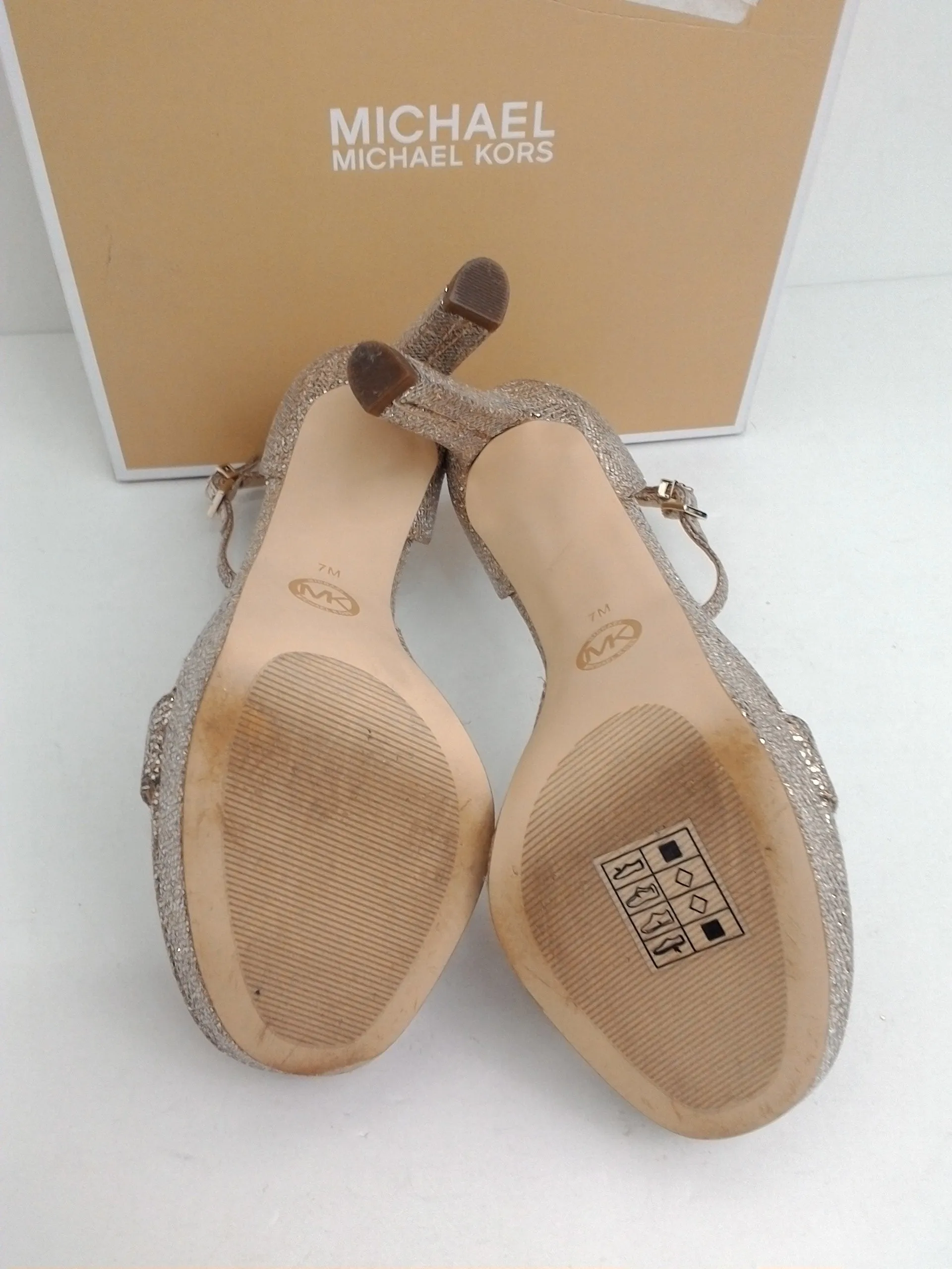Michael Kors Women's Margot Platform Silver Sand Glitter Size 7 M