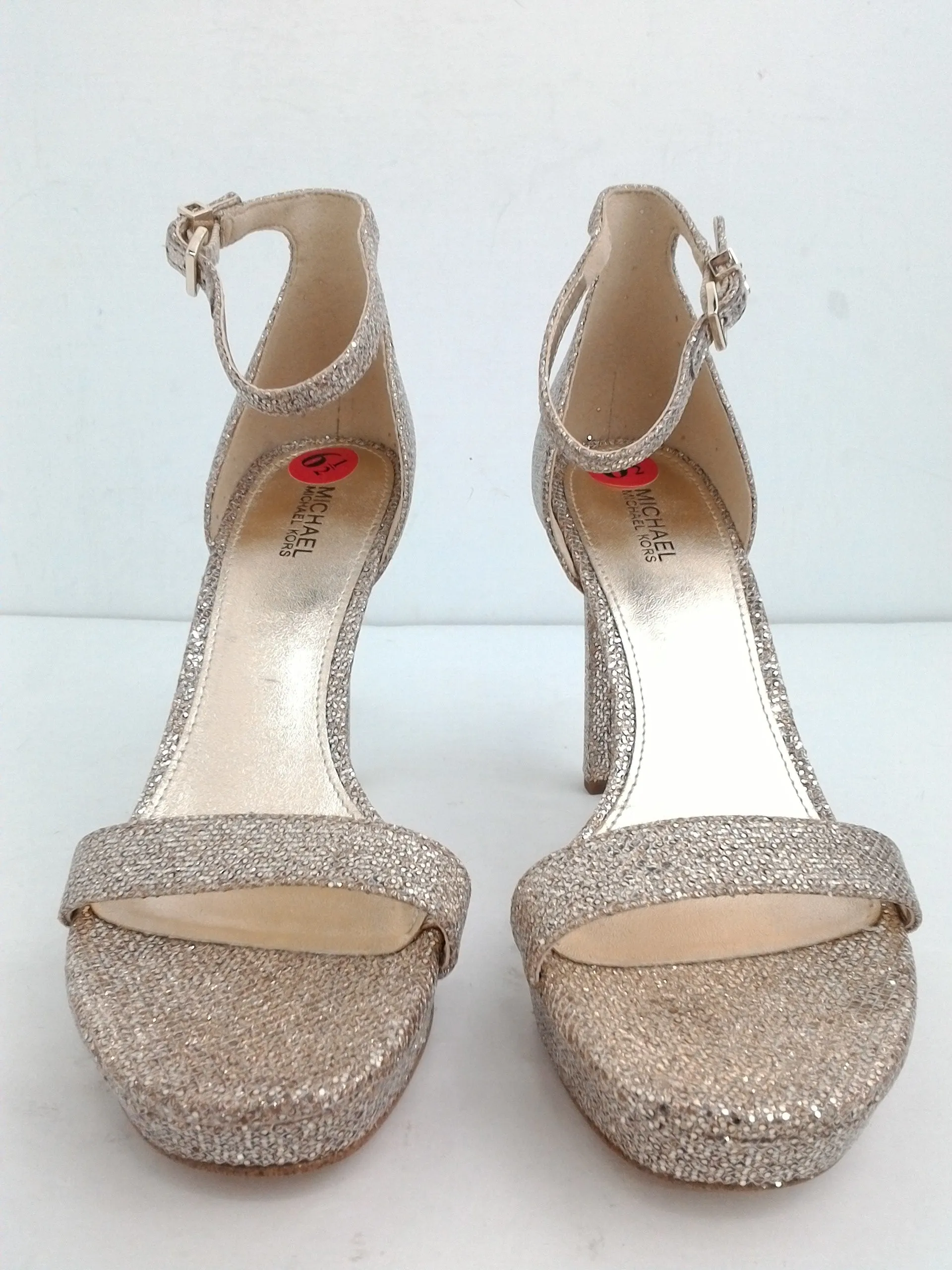 Michael Kors Women's Silver Sand Platform Heeled Sandal Size 6.5 M
