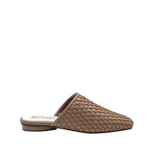 Mocha-colored woven leather mule