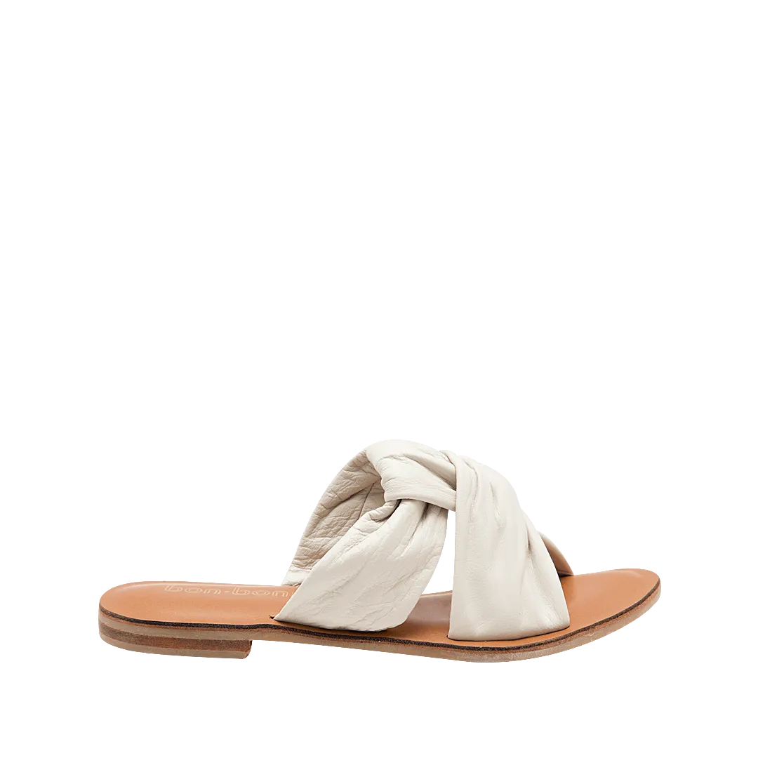 Mule-style sandal in talc-colored leather