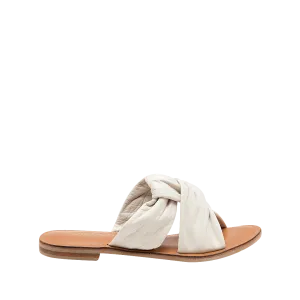 Mule-style sandal in talc-colored leather