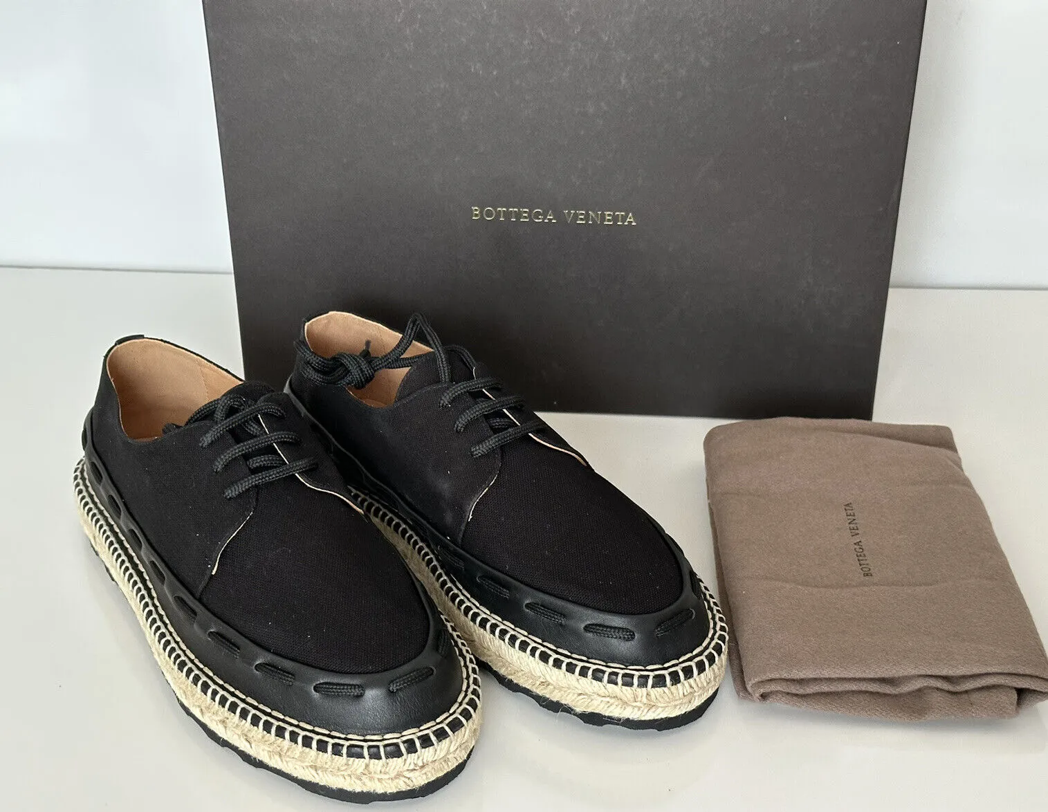 NIB $620 Bottega Veneta Men's Slip-on Espadrilles Shoes Black 12 US (45) 578267