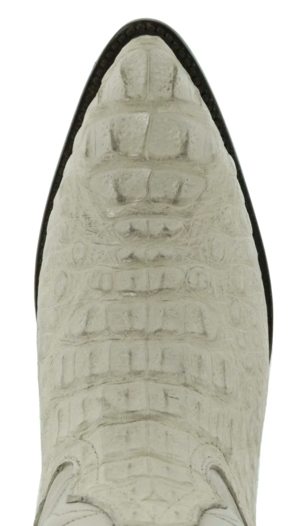 Off White Leather Cowboy Boots Real Crocodile Tail Skin J Toe