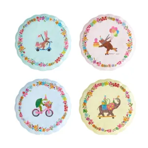 Party Animals Scalloped Melamine Plates Set of 4