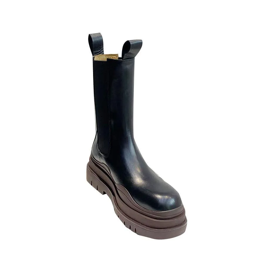 PAULA Basic Bi-Color Leather Ankle Boots