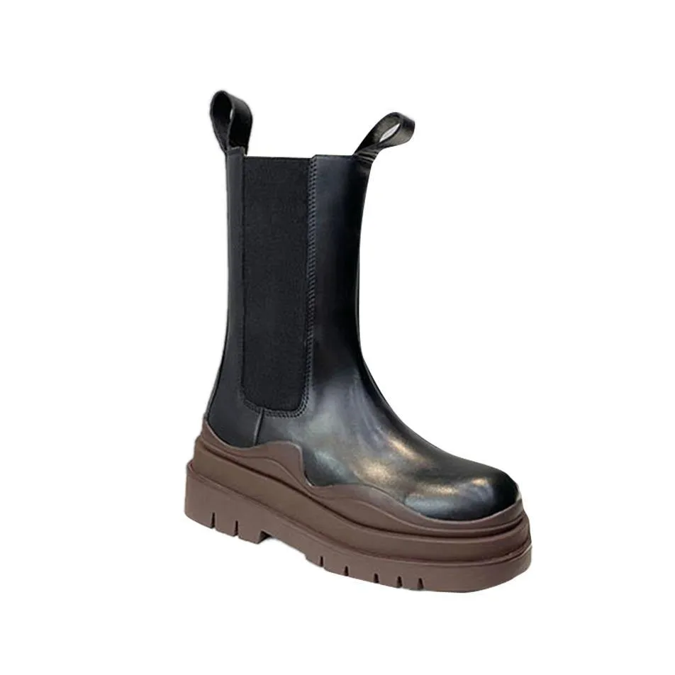 PAULA Basic Bi-Color Leather Ankle Boots