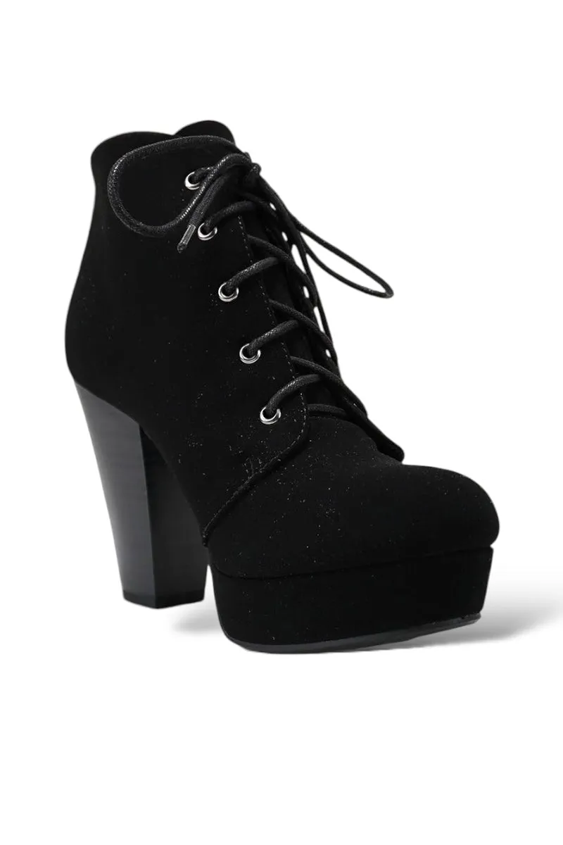 Platform High Block Heel Lace-up Ankle Boots