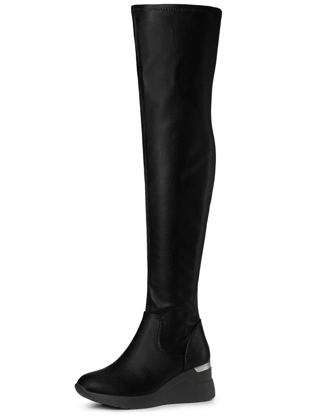 Platform Wedge Chunky Heel Over the Knee Thigh High Boots