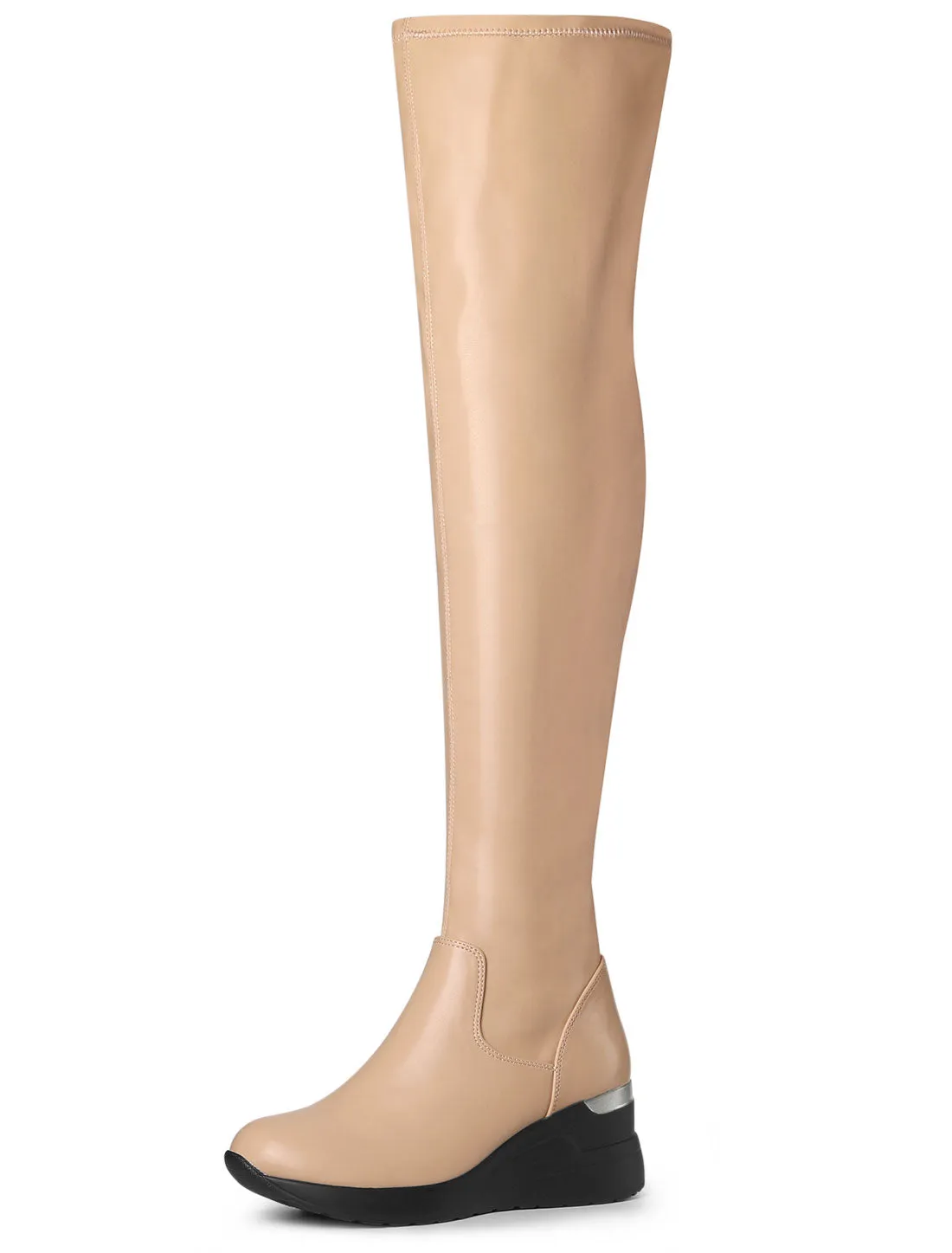 Platform Wedge Chunky Heel Over the Knee Thigh High Boots