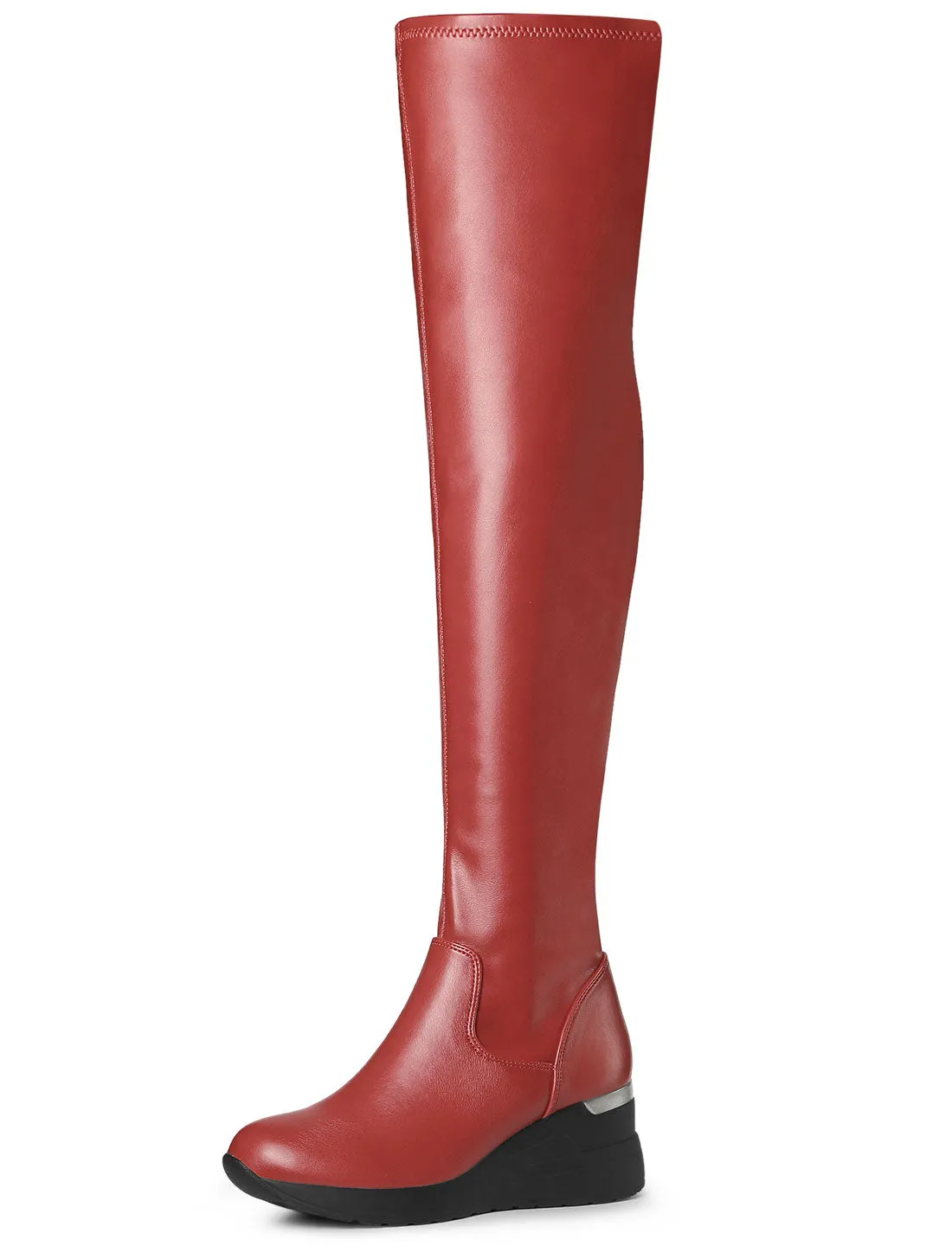 Platform Wedge Chunky Heel Over the Knee Thigh High Boots