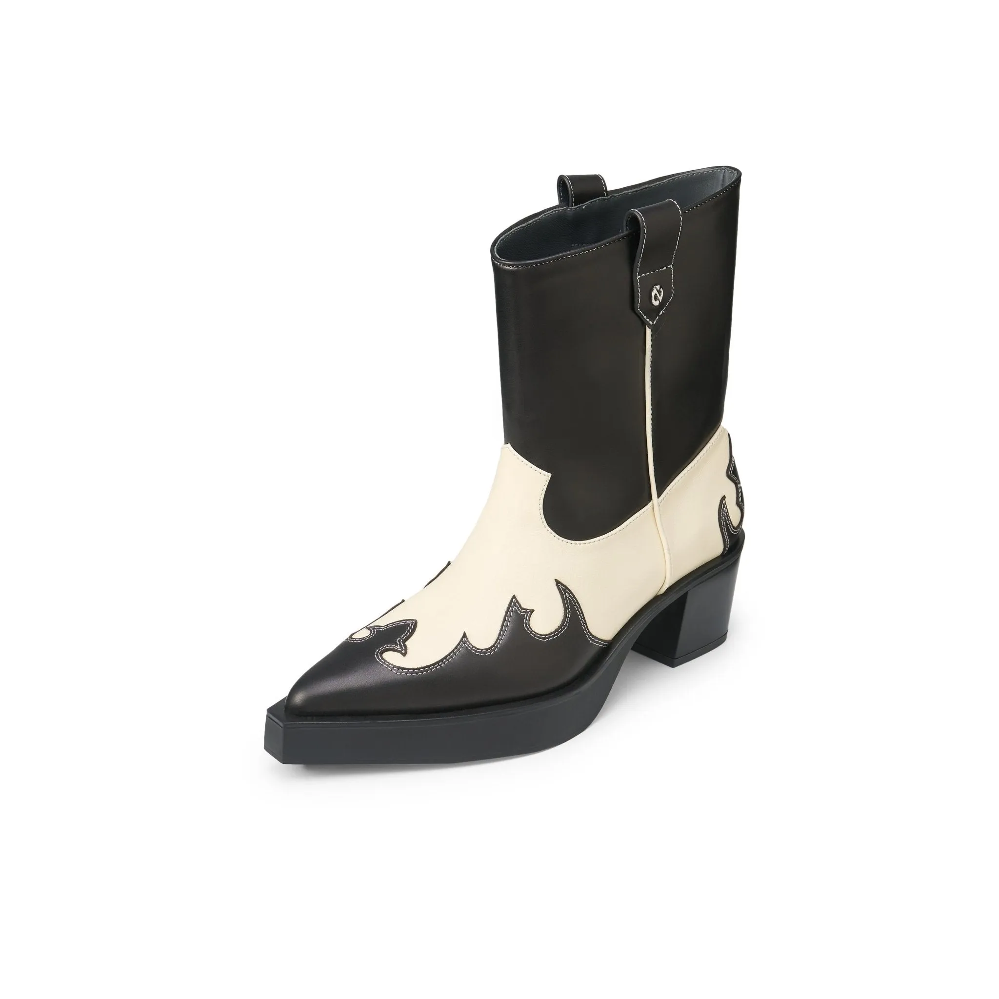Pointed Platform Western Cowboy Boots In Black