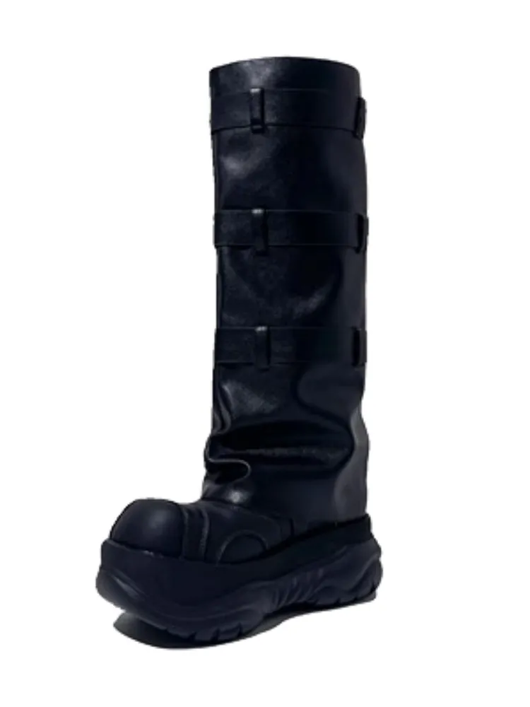 Punk Style Triple Belt Platform Long Boots【s0000005184】