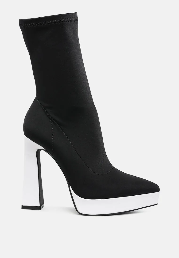 Rabha Contrasting Platform Detail Sock Boots